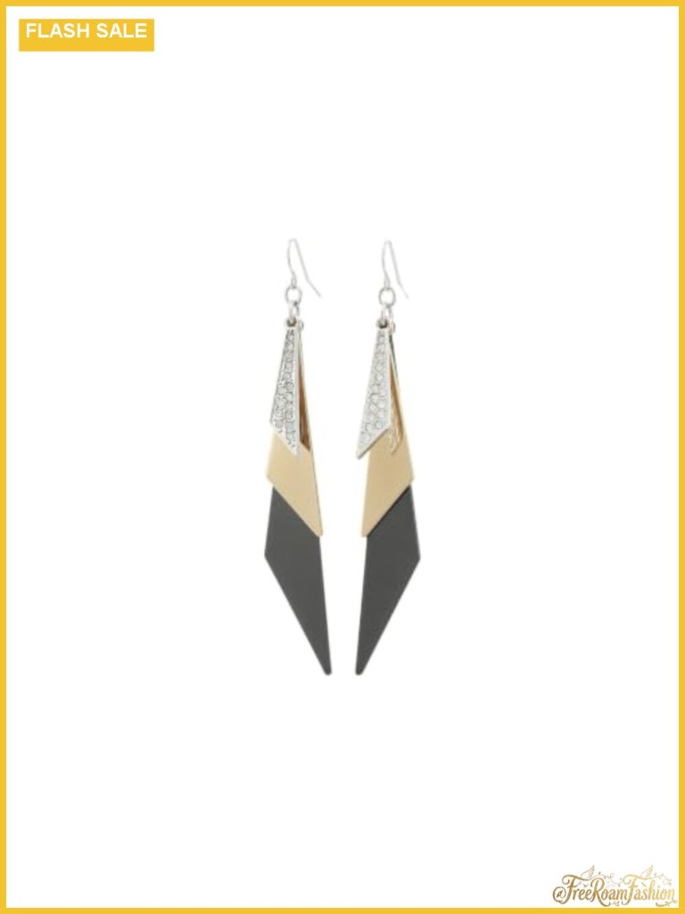 Crystal Linear Drop Dangle Earrings French Wire Mixed Metal